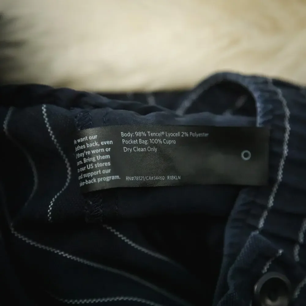 Eileen Fisher Size Small S Navy Blue Pinstripe Stripe Print Straight Leg Pants - Picture 6 of 7